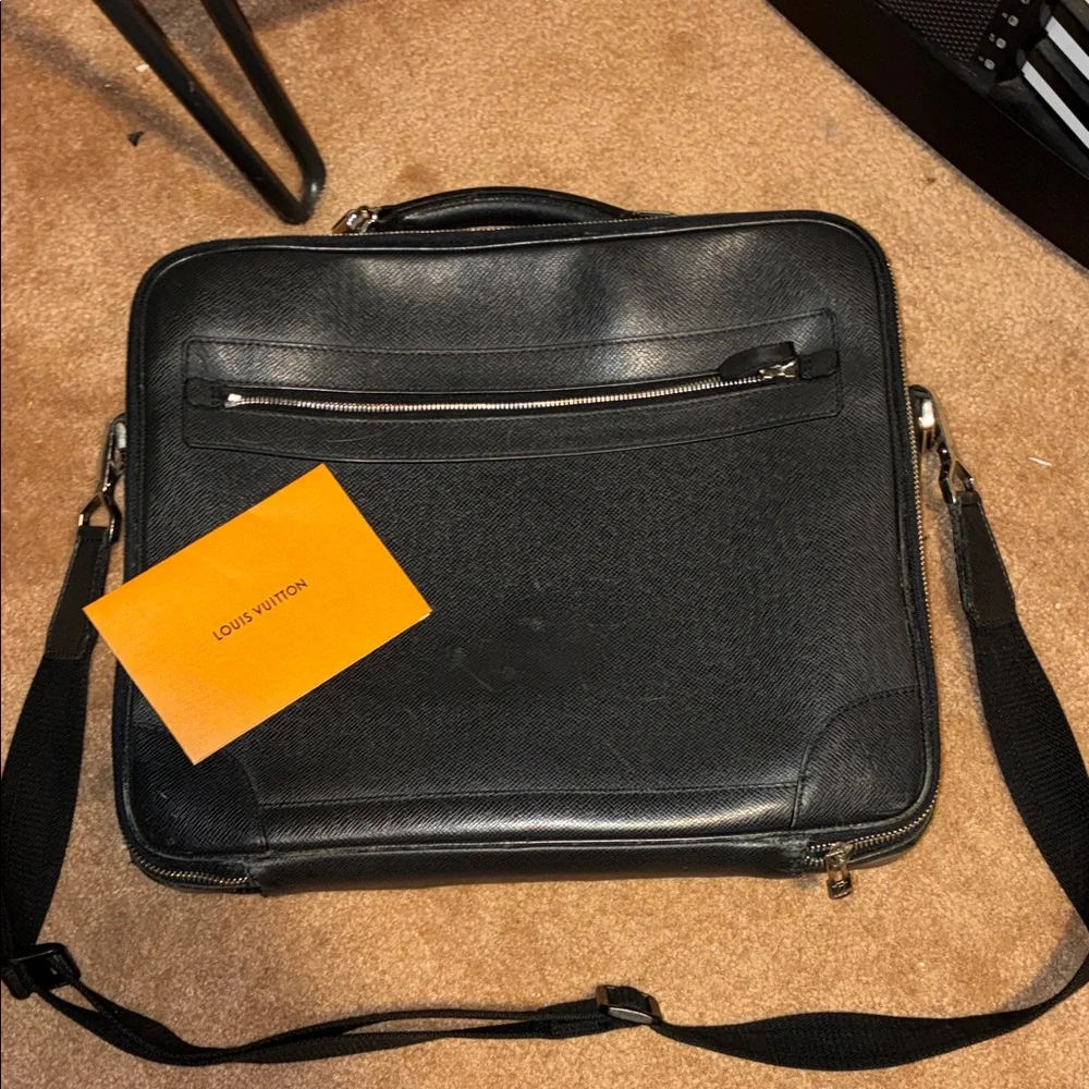 Louis Vuitton Armand Taurillon Leather Black Briefcase